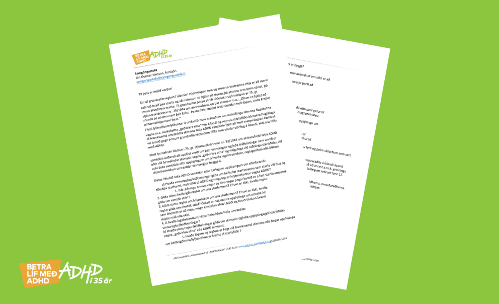 Alvarlega er brotið á réttindum starfsfólks með ADHD að mati ADHD samtakanna.