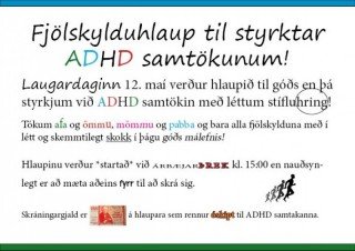 Fjölskylduhlaup til styrktar ADHD samtökunum laugardaginn 12. maí