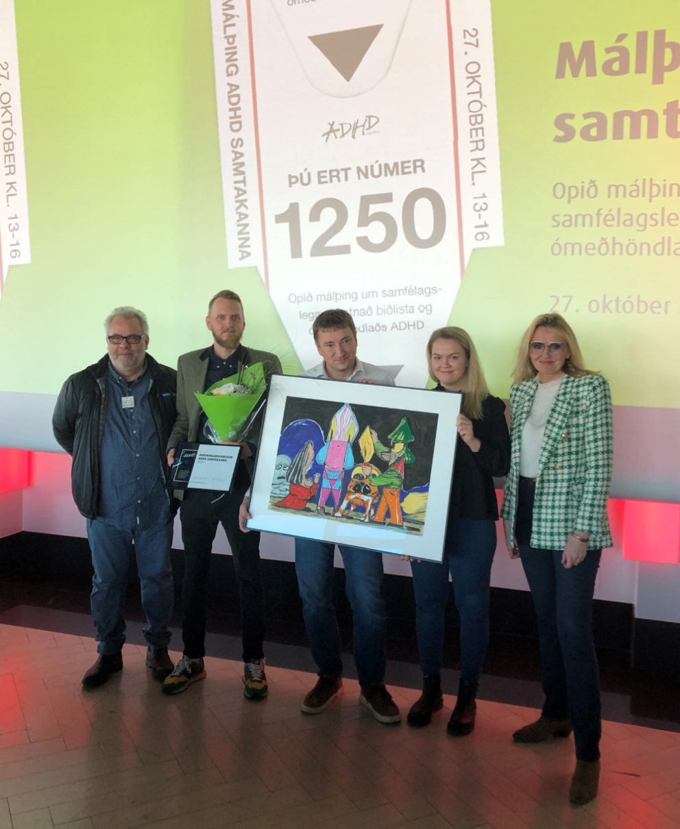 Á mynd frá vinstri til hægri; Vilhjálmur Hjálmarsson formaður ADHD Samtakanna, Ásgeir Pétursson, Sty…