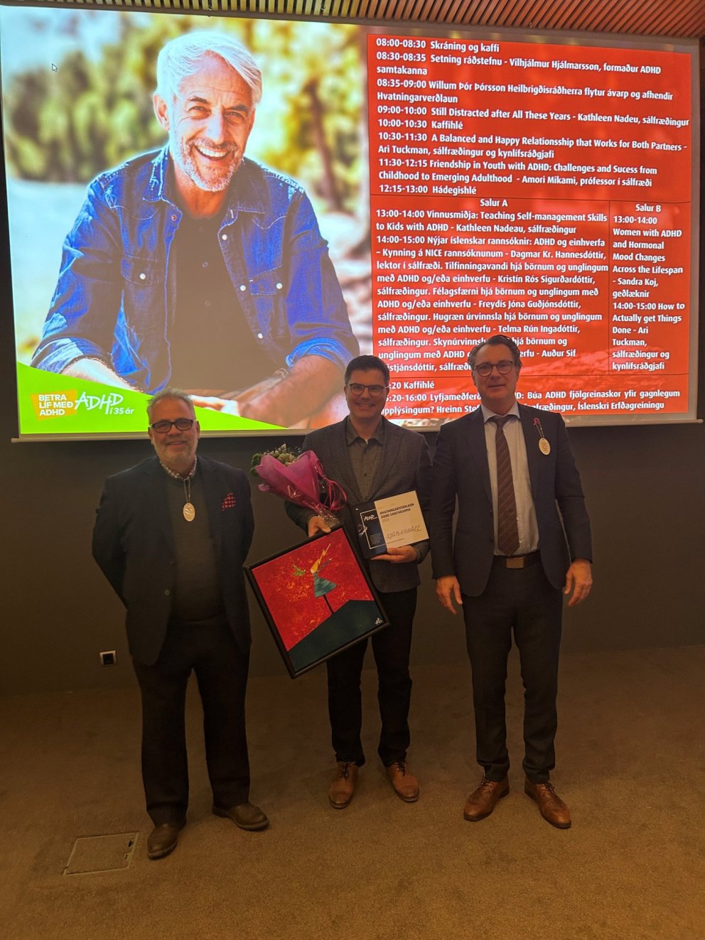 Vilhjálmur Hjálmarsson, formaður ADHD samtakanna, Bóas Valdórsson, framkvæmdastjóri Sjónarhóls og Wi…