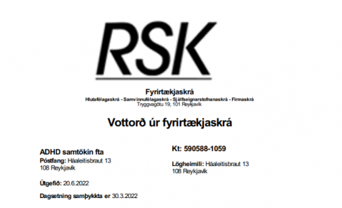 ADHD samtökin hafa fengið skráningu sem félag til almannaheilla.